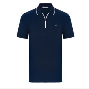 1730 NWT QUARTER ZIP SHORT SLEEVE POLO // NAVY + WHITE